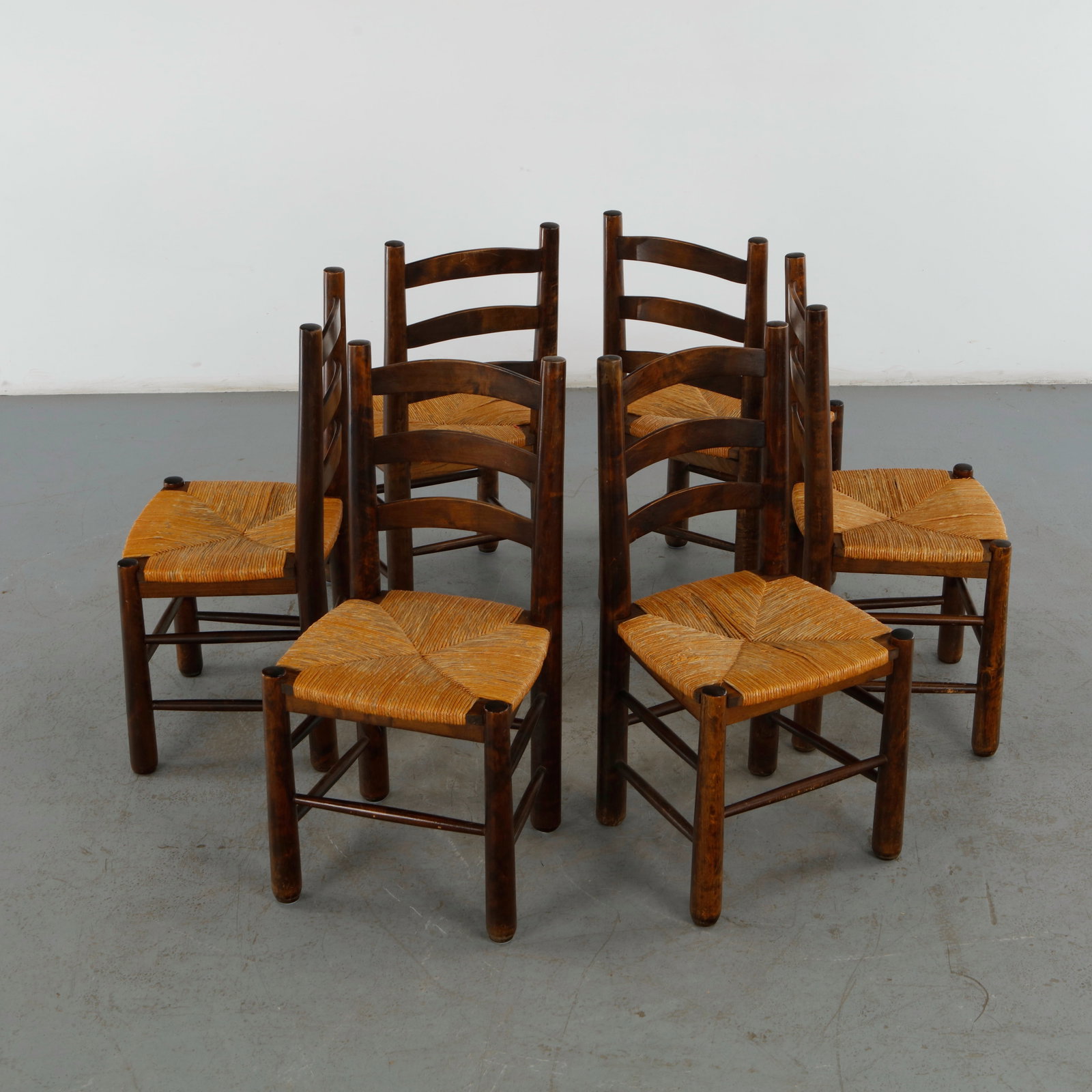 Charles Dudouyt, Set of Six Ladder Back Dining Chairs, 1960s (1 of 20)
