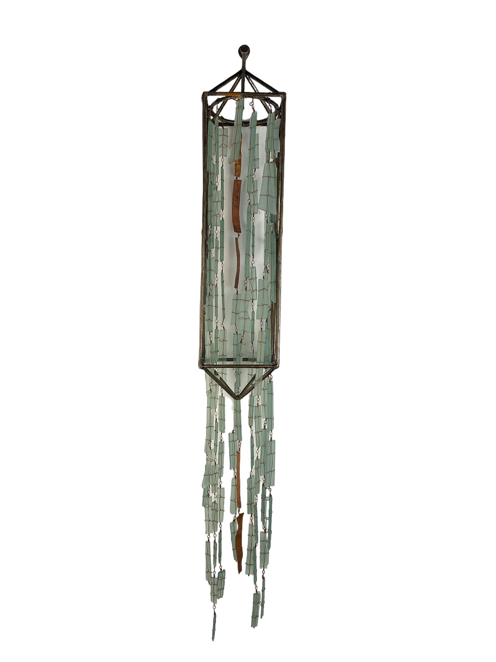 Wire Framed Tumbled Glass & Copper Wind Chimes (1 of 5)