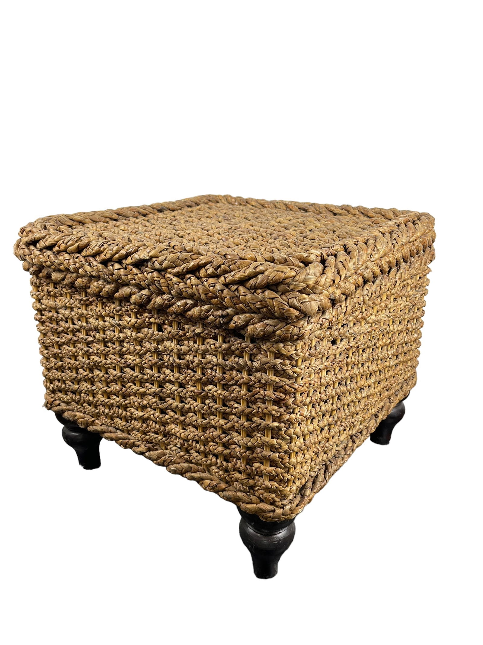 Hand Woven Wicker Ottoman with Lid & Storage (1 of 5)