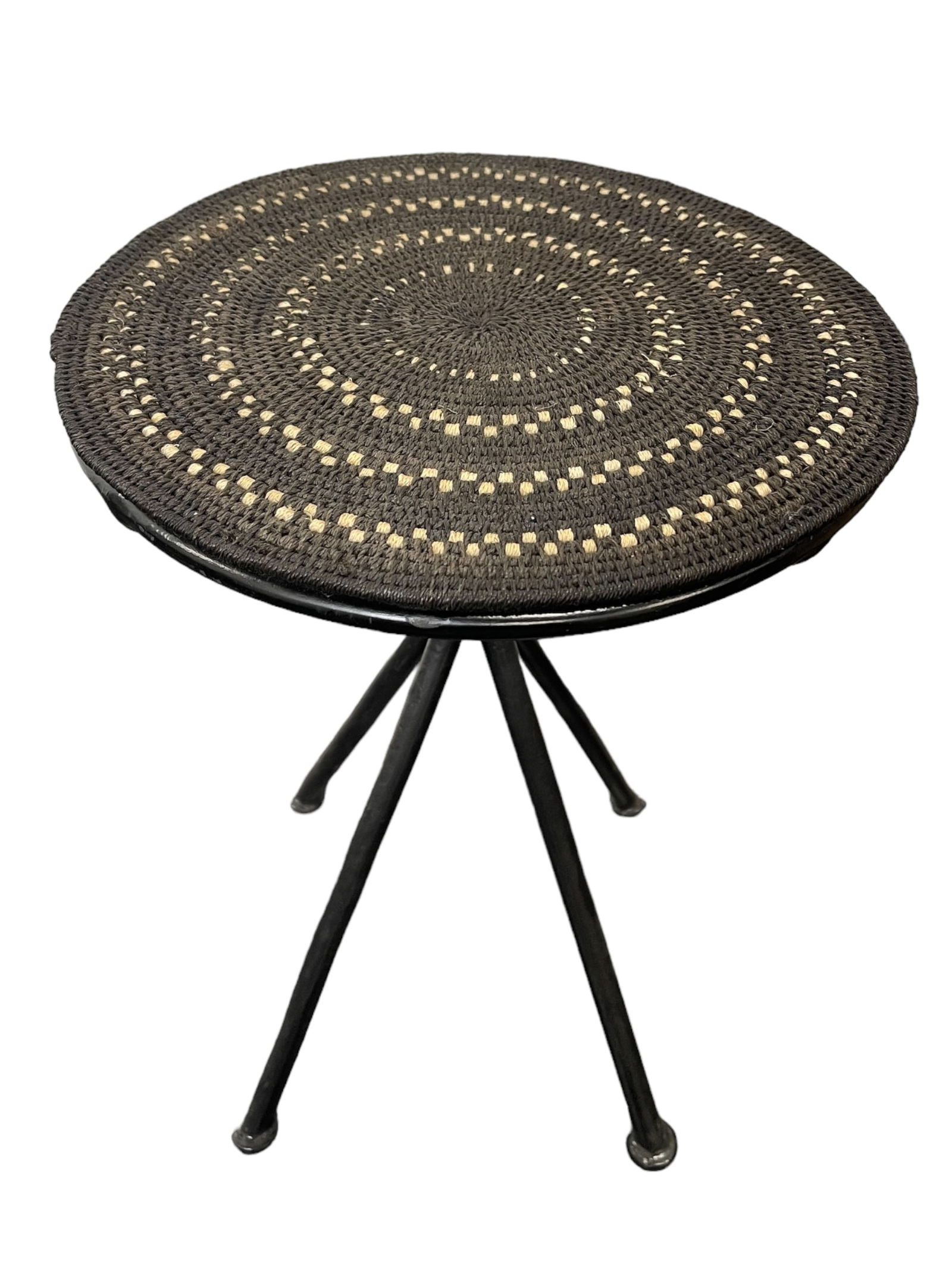 Hand Woven Stool Small Table with Iron Stand (1 of 4)