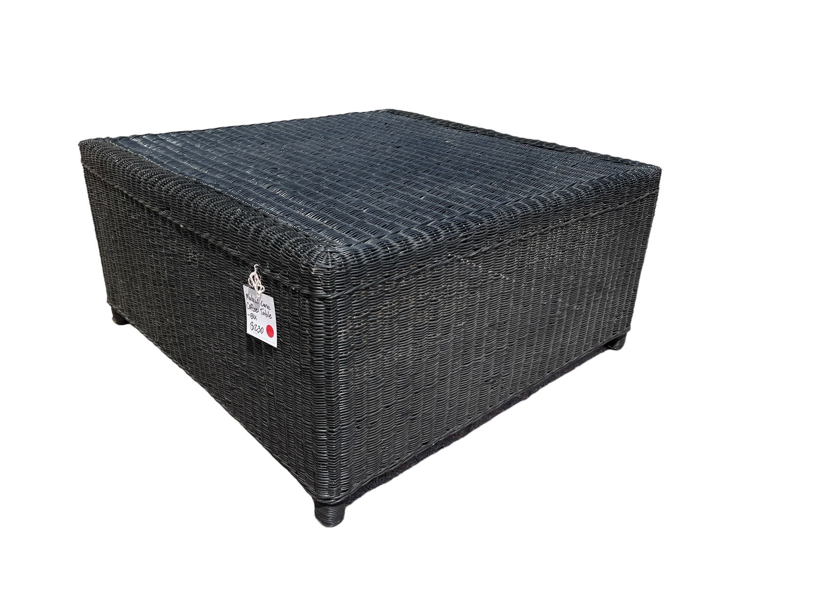 Large Squared Black Wicker Ottoman (1 of 5)