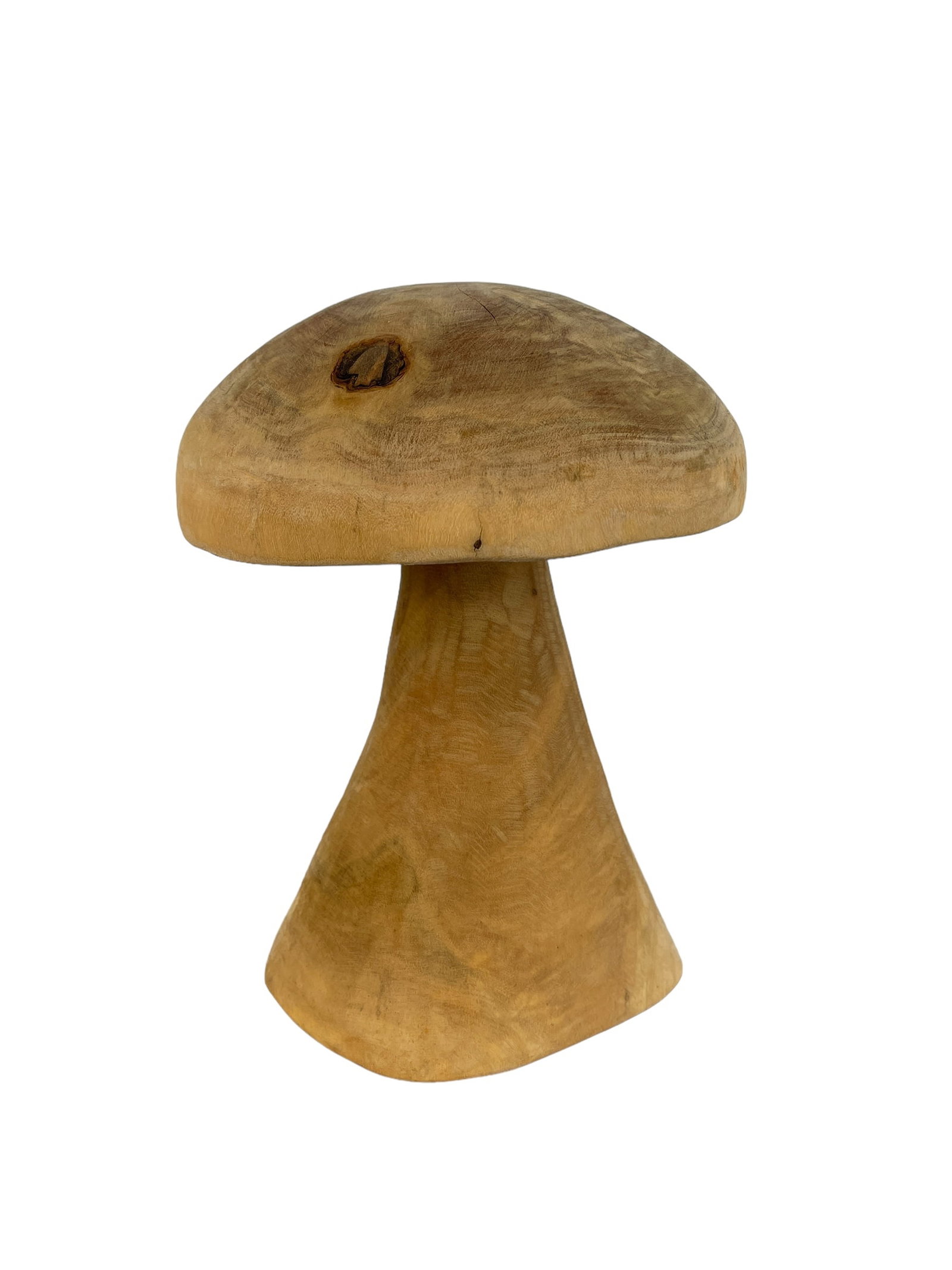 Eucalyptus Mushroom Sculpture Small: 11"H x 8" Diameter. Hand carved from Blue Gum Wood, which is a form of Eucalyptus trees.Hand Carved from a single piece of sustainable sourced Blue Gum. The species in invasive in Southern Africa and 