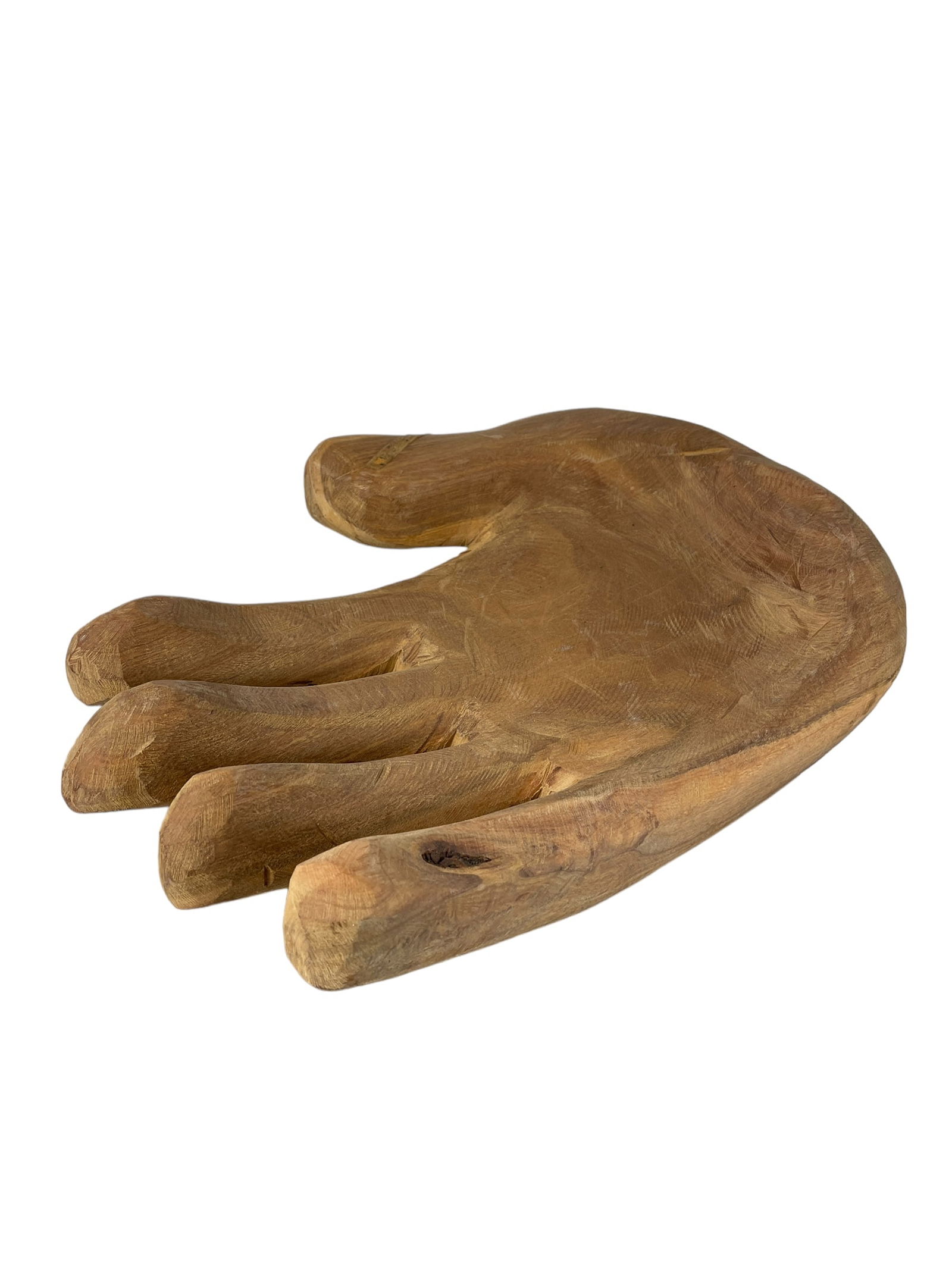Open Hand Hand Carved Wooden Bowl Sculpture (1 of 4)