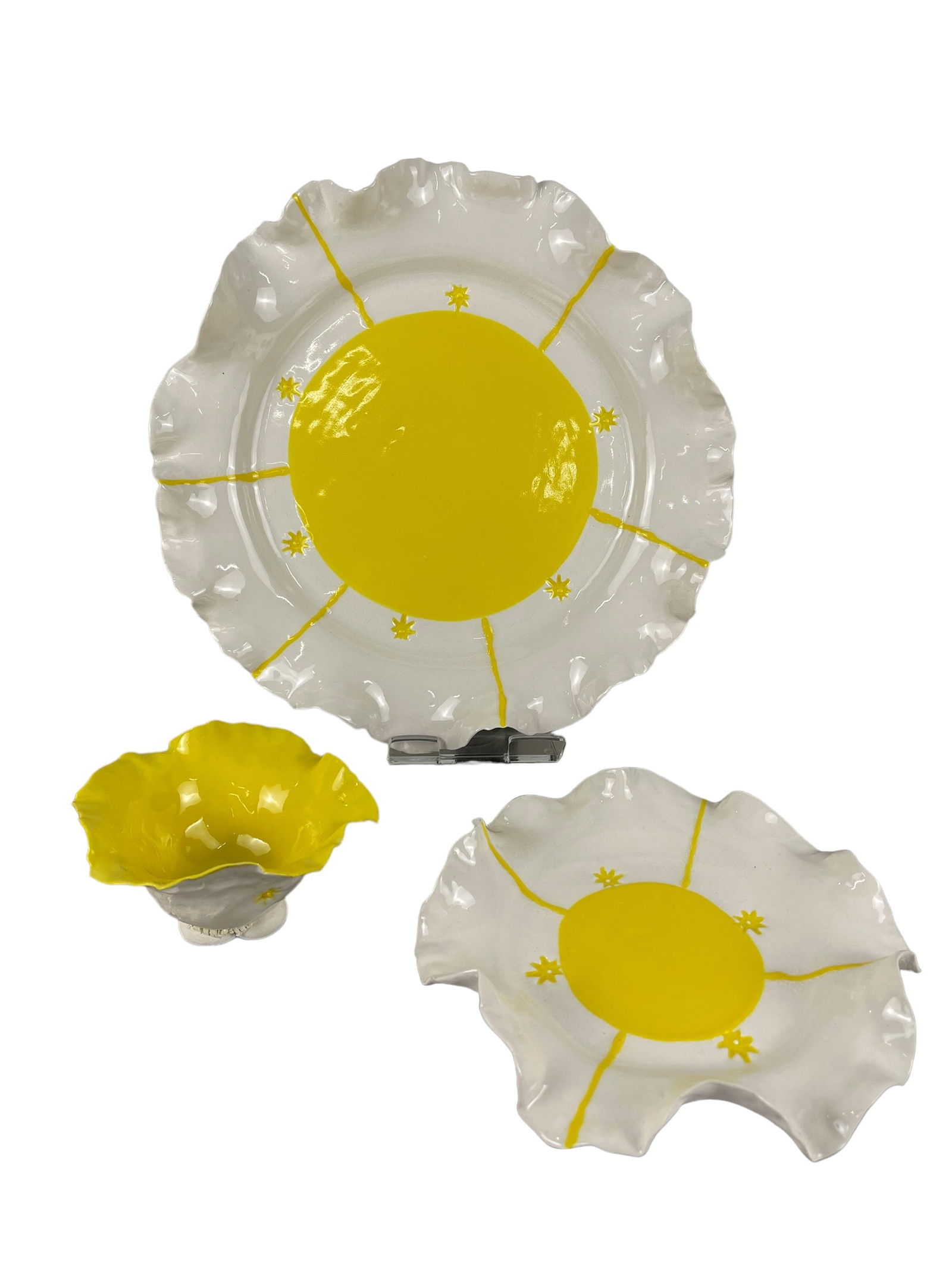 Set of 3 Signed Imiso African Ceramic Plates Handmade (1 of 5)