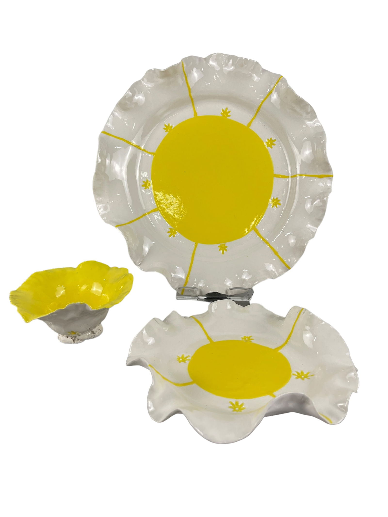 Set of 3 Signed Imiso African Ceramic Plates Handmade (1 of 4)