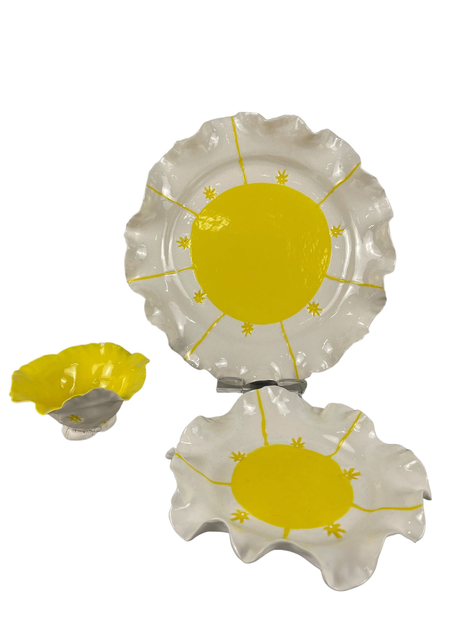 Set of 3 Signed Imiso African Ceramic Plates Handmade (1 of 5)