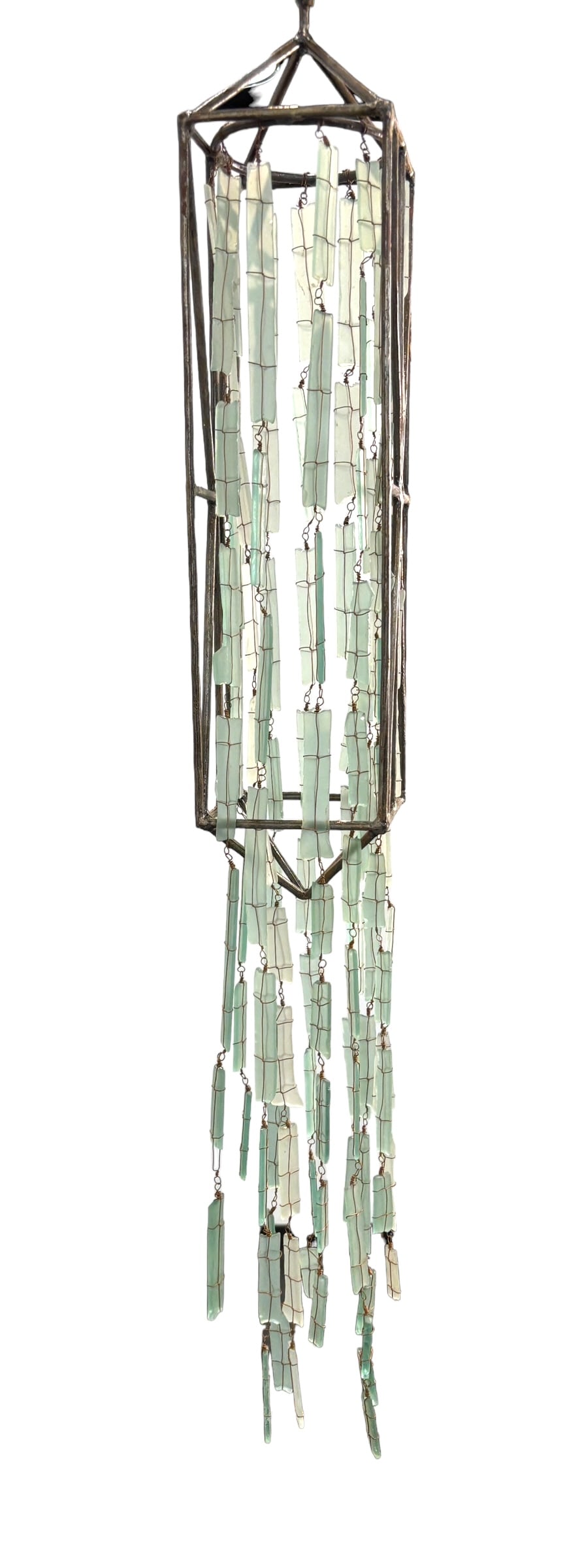 Wire Framed Tumbled Glass & Copper Wind Chimes (1 of 6)