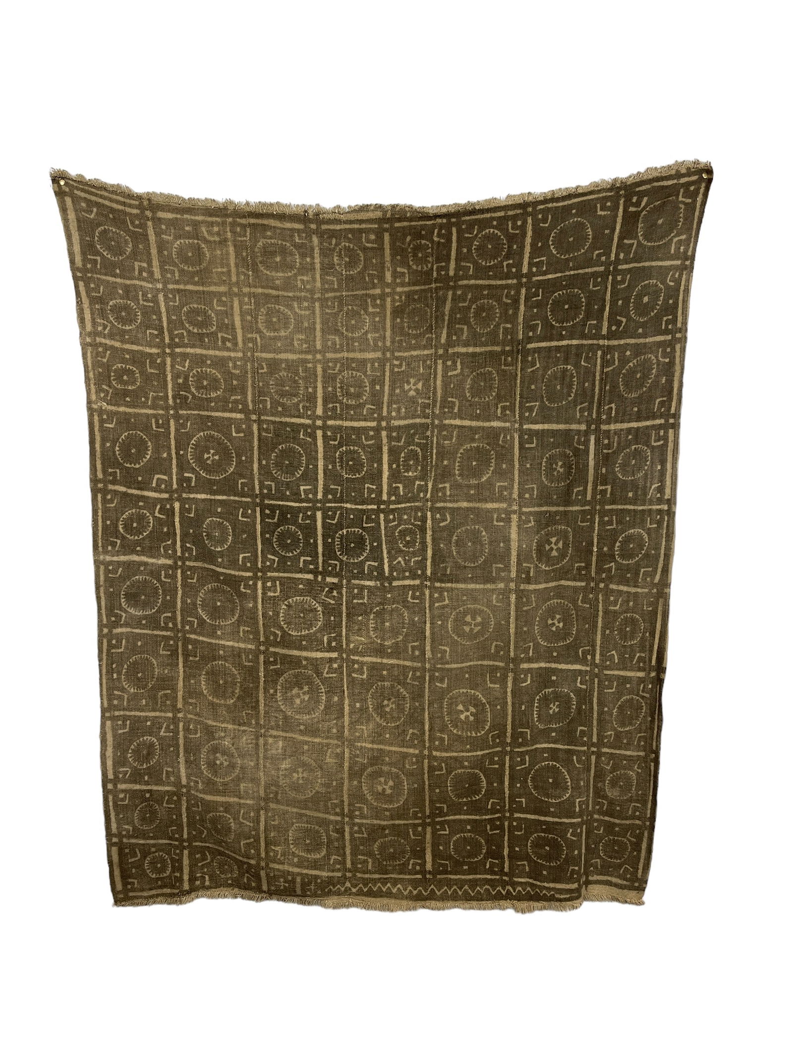 Vintage Mali Mudcloth African Throw Geometric: 42" x 51". Originating in Mali, West Africa, this unique African textile boasts a fascinating story. Skilled artisans handcraft each piece using time-honored techniques. Locally sourced cotton fabric