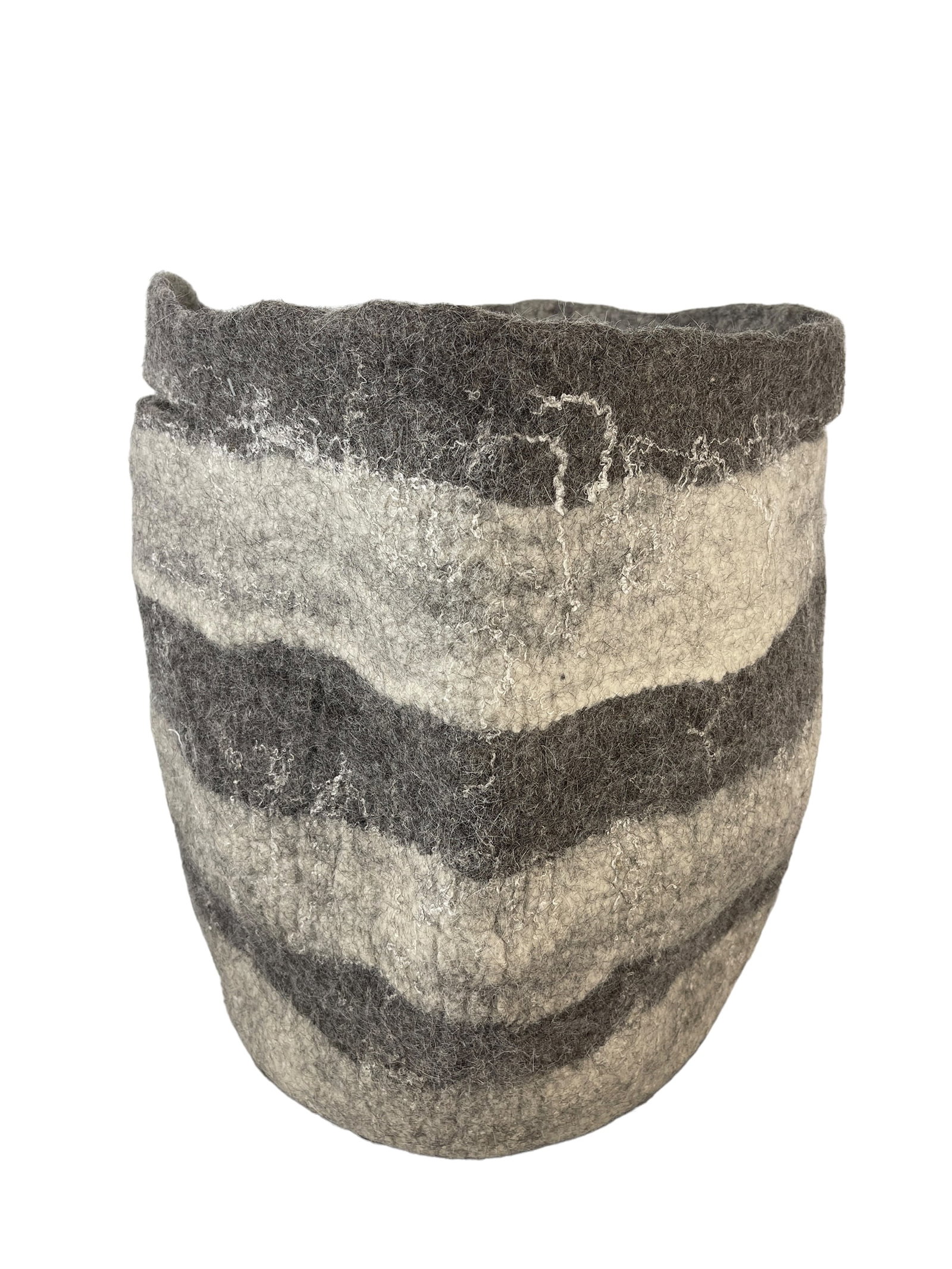 Chic Fusion 100% Wool Basket or Vessel: 17"H x approx 15" Diameter. Karakul Wool. The Karakul Sheep known for its hardiness and ability to thrive under adverse conditions.