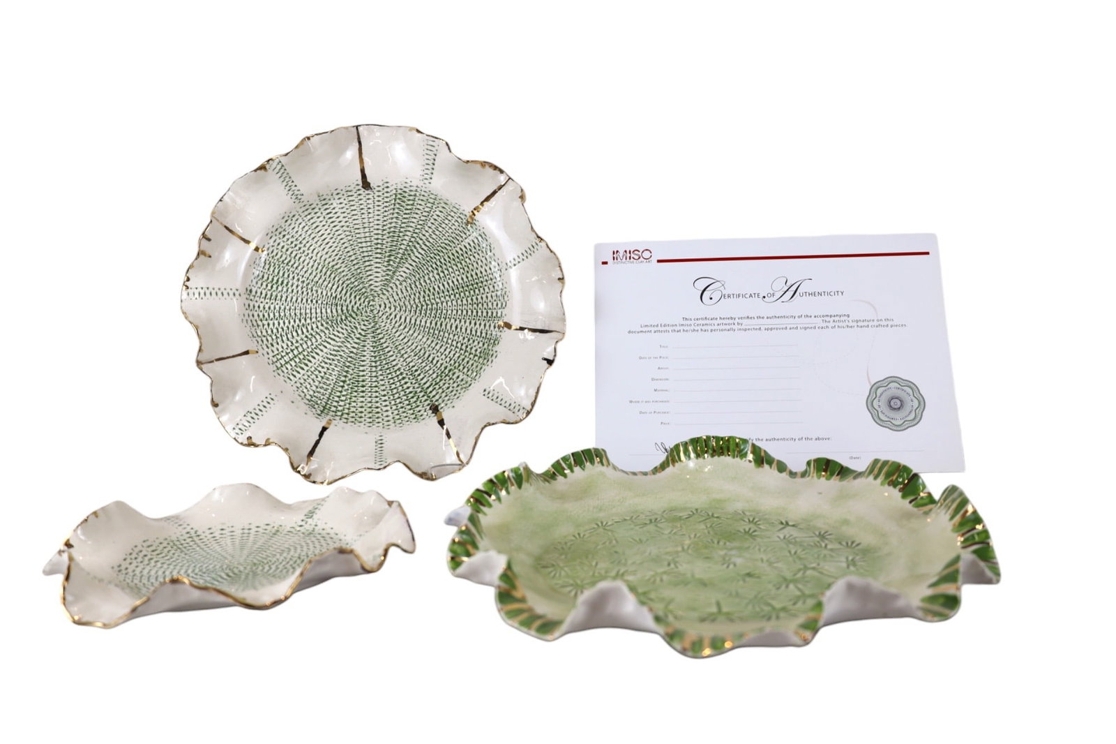 Set of Signed Imiso African Ceramic Plates Handmade (1 of 4)