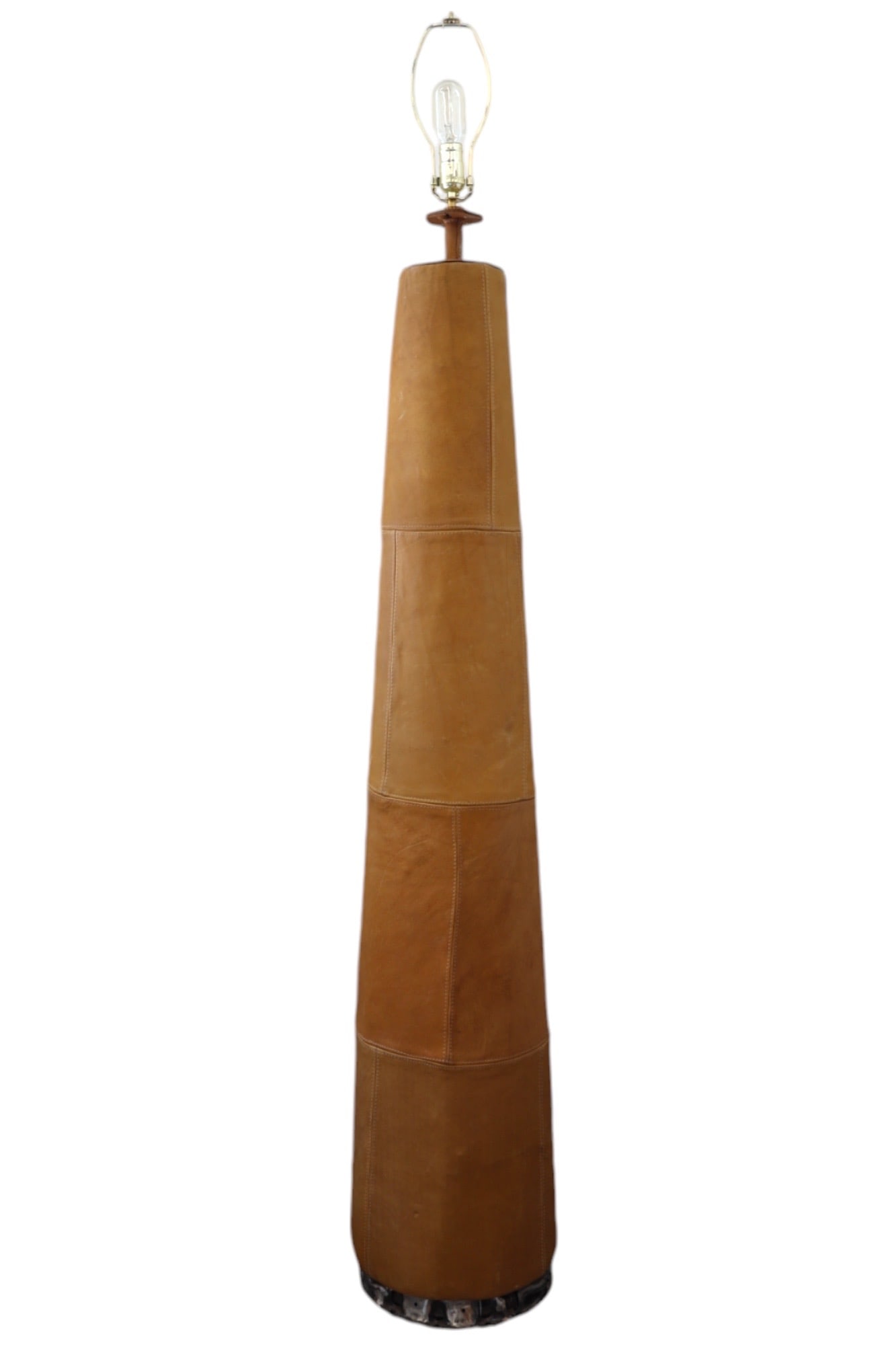 Tall Leather Wrapped Cone Floor Light (1 of 5)