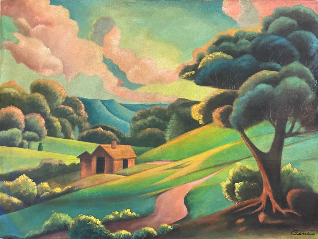 THOMAS HART BENTON OIL ON CANVAS SIGNED COA (1 of 9)