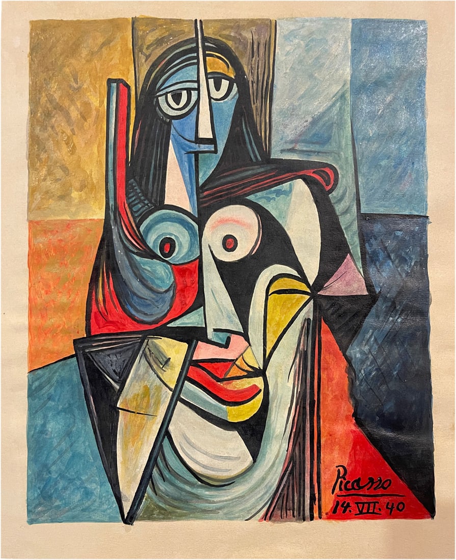 PABLO PICASSO GOUACHE Abstract Portrait (1 of 6)
