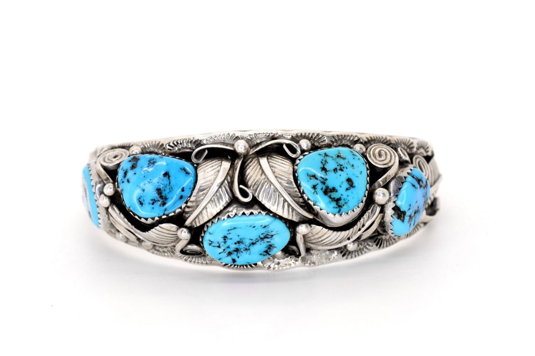 Vtg Richard Begay Navajo Kingman Turquoise Cuff (1 of 6)