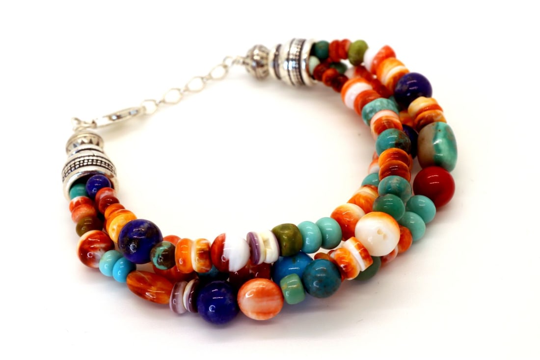 Beautiful Handmade Three Strand Multi-stone Bracelet (1 of 4)