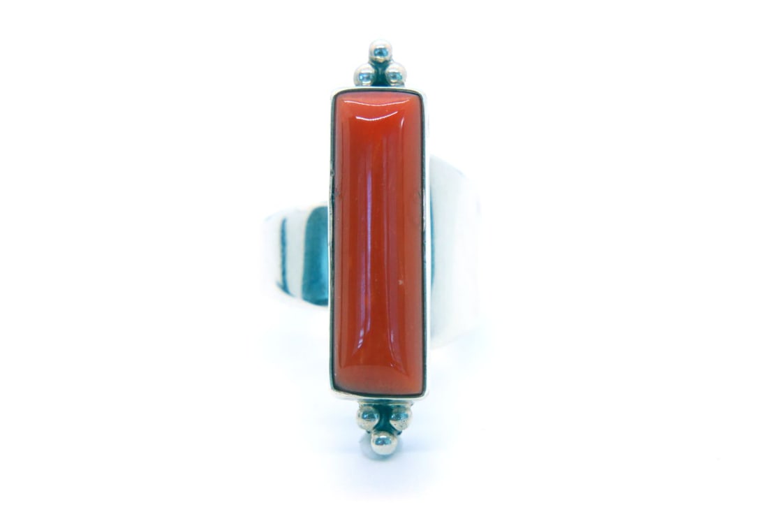 Philbert Secatero Navajo Mediterranean Coral Ring (1 of 5)