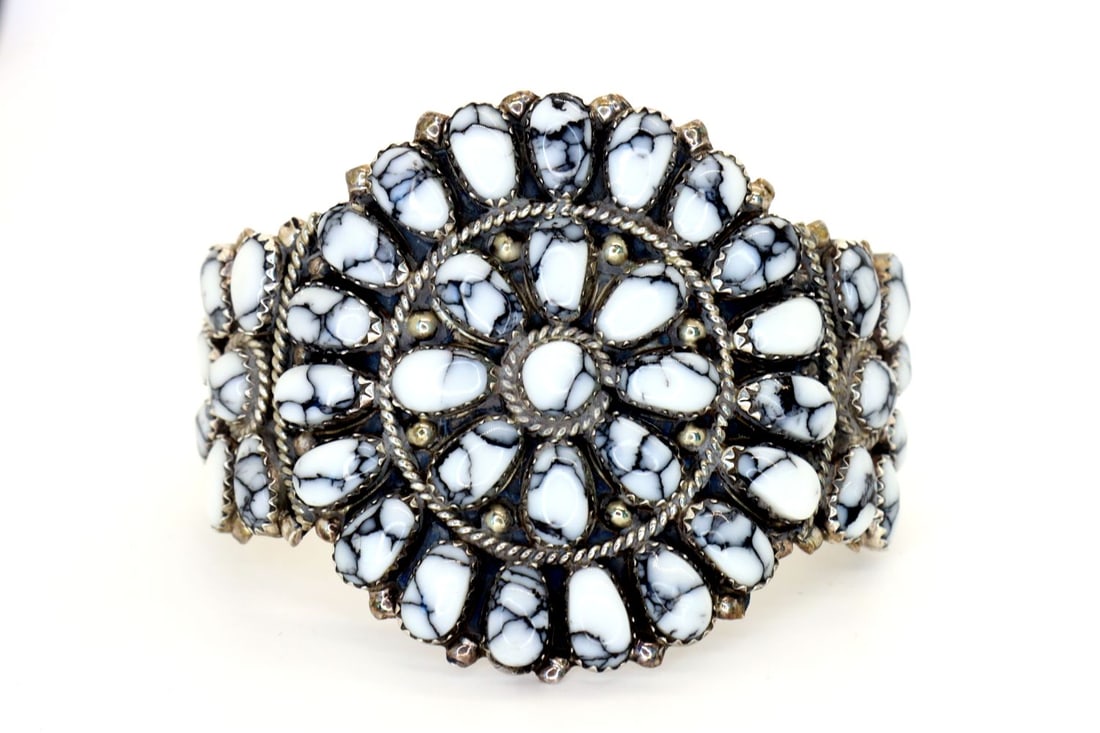 Zuni Vintage Petit Point White Buffalo Turquoise Cuff (1 of 5)