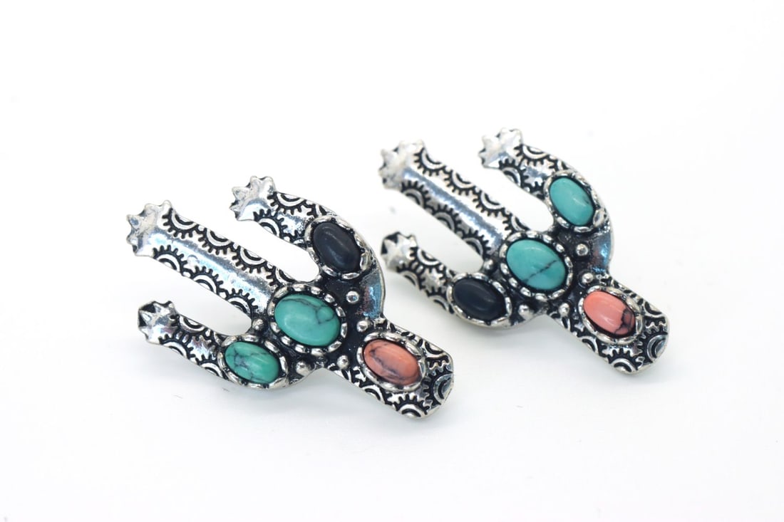 Unique & Fun Saguaro Cactus 4 stone Earrings (1 of 4)