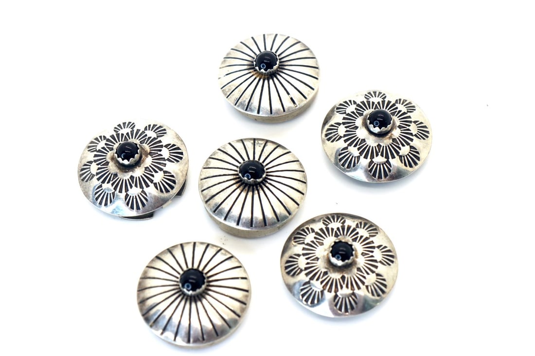 Vintage Sterling Silver Onyx Button Covers (1 of 3)