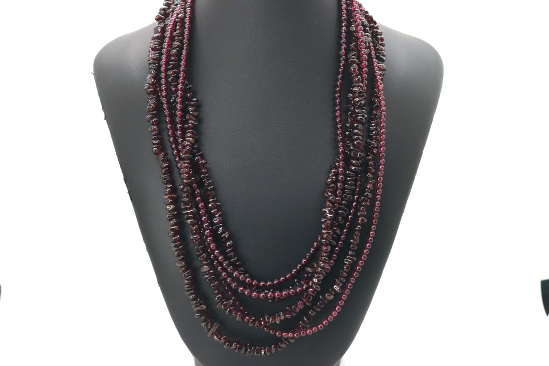 Vintage Handmade 6 Stand AAAA Garnet Necklace (1 of 6)