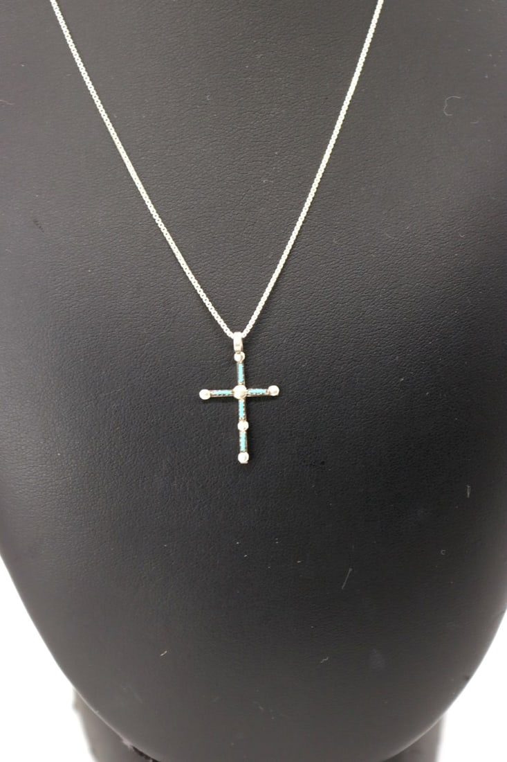 Navajo Handmade Turquoise Cross Pendant (1 of 6)