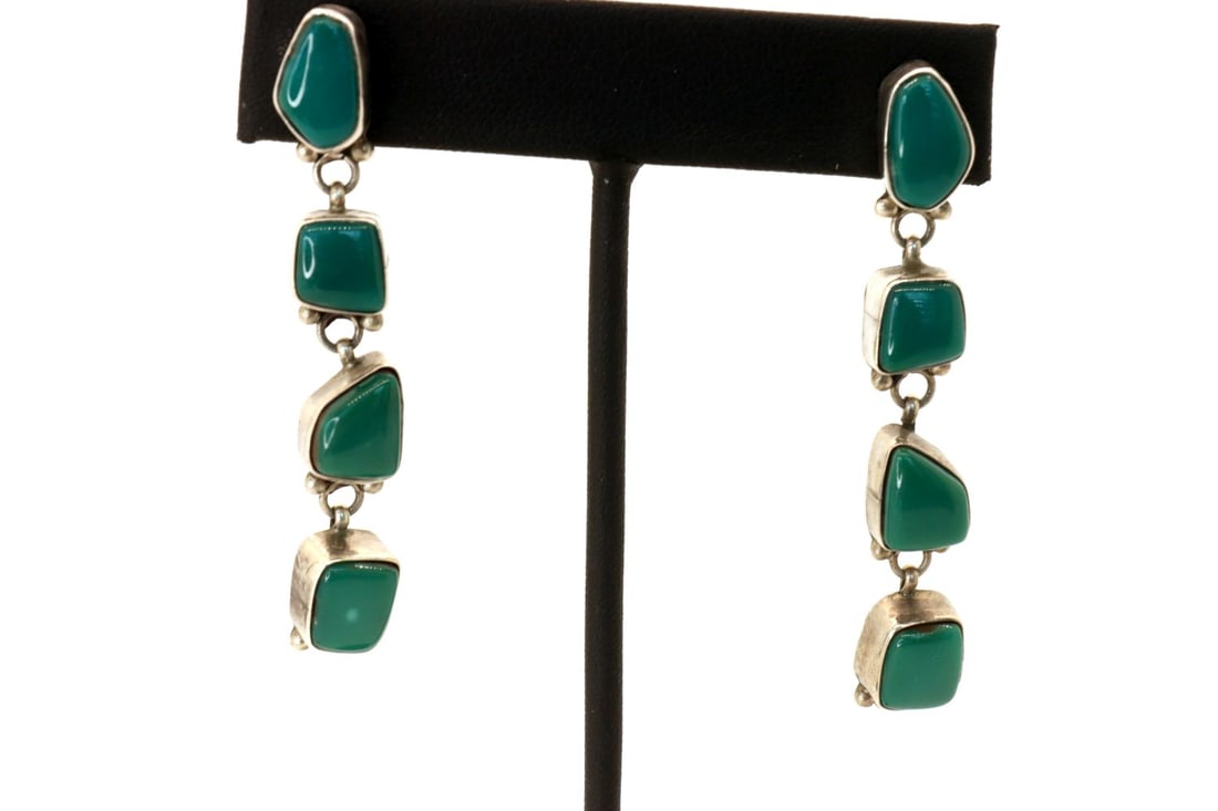 Rare Natural Green Kingman Turquoise Earrings (1 of 5)