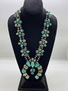 Navajo Master Silversmith Ella Peters AAAA Carico Lake Turquoise Squash Blossom Necklace