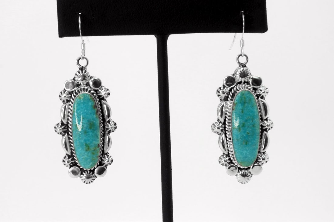 Stunning Navajo  Castle Dome Turquoise Earrings (1 of 6)