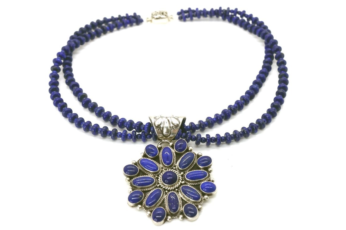 Navajo Tom Billy Beautiful Lapis Pendant Necklace (1 of 8)