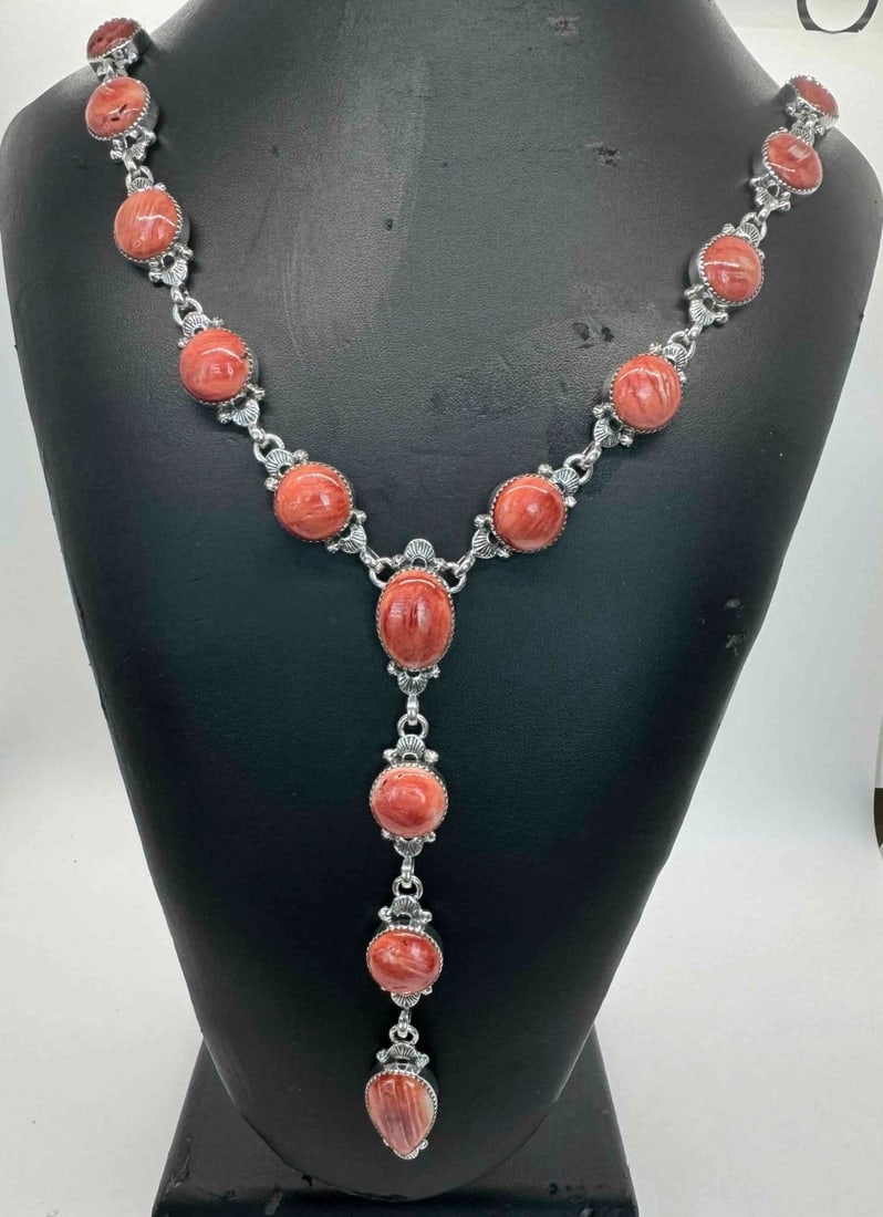 Stunning Navajo Orange Spiny Oyster Shell Necklace (1 of 4)