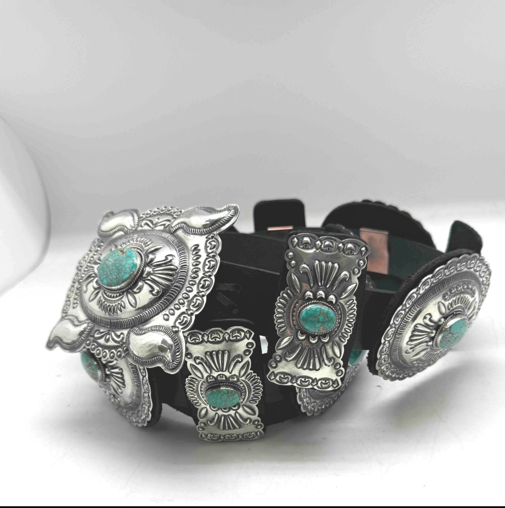 Navajo Thomas Charlie #8 Turquoise SS Concho Belt (1 of 4)