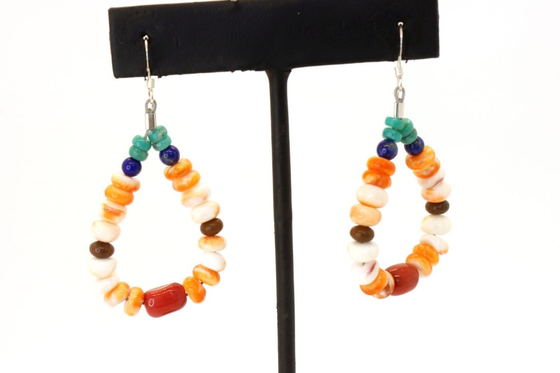Navajo Handmade Multi Stone Earrings (1 of 3)