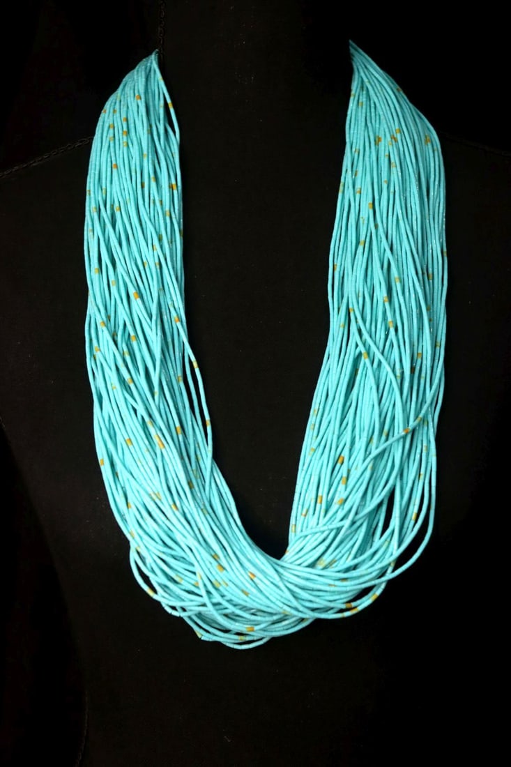 Kingman Turquoise Heishi 100 Strand Necklace (1 of 5)