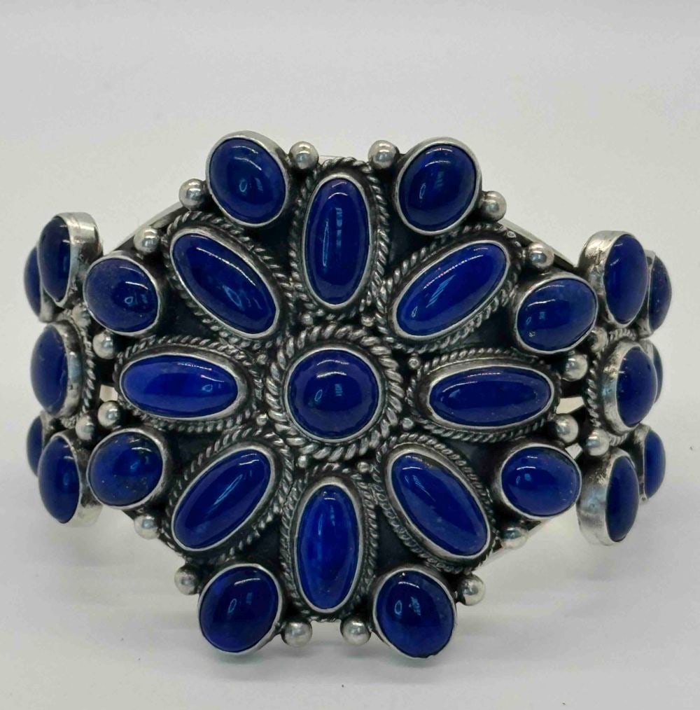 Afghanistan Lapis Floral Pattern Cuff (1 of 5)