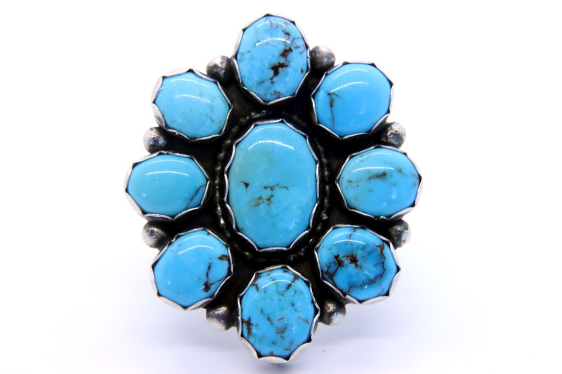 Navajo Silversmith Blain Yellowhorse Turquoise Ring (1 of 7)