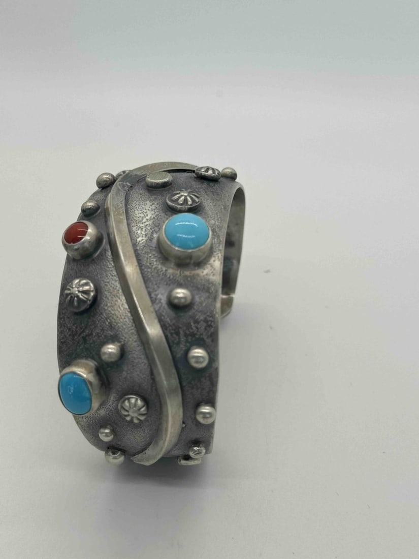 Navajo Rosarita Cuff & Sleeping Beauty &Coral (1 of 5)