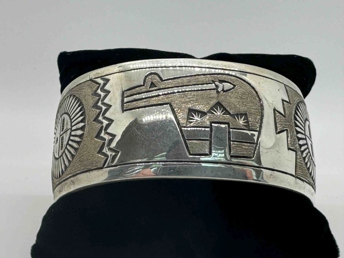 Navajo 1980 Hand Etched Michael Taho Cuff (1 of 3)