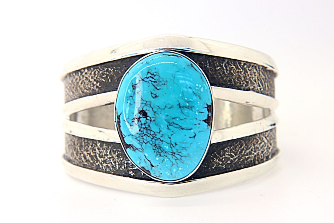 Stunning Navajo Billy Slim Dome Turquoise Cuff (1 of 5)