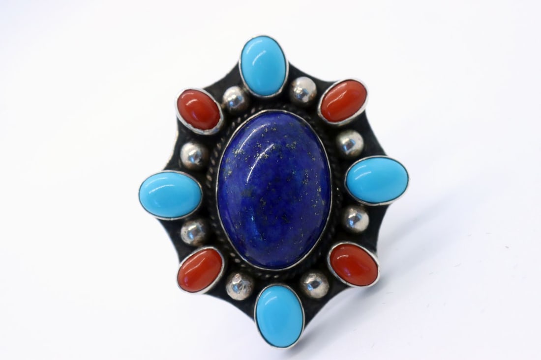 Sleeping BeautyTurquoise Coral & Lapis Ring (1 of 4)