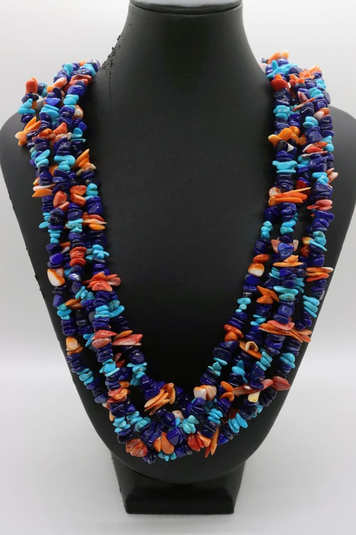 Stunning Navajo (5) Strand Multi Stone Necklace (1 of 5)