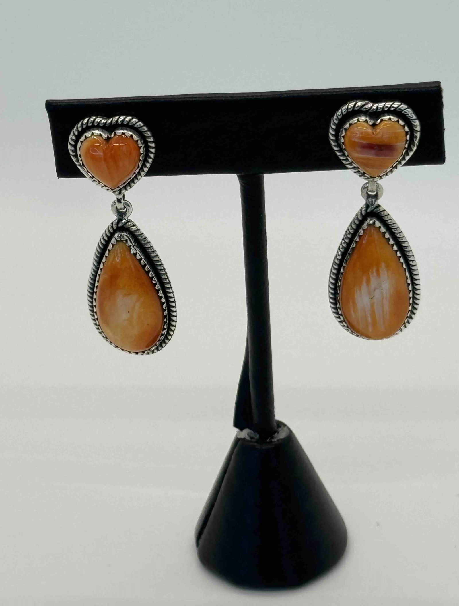 Orange Spiny Oyster Heart Post Earrings (1 of 4)