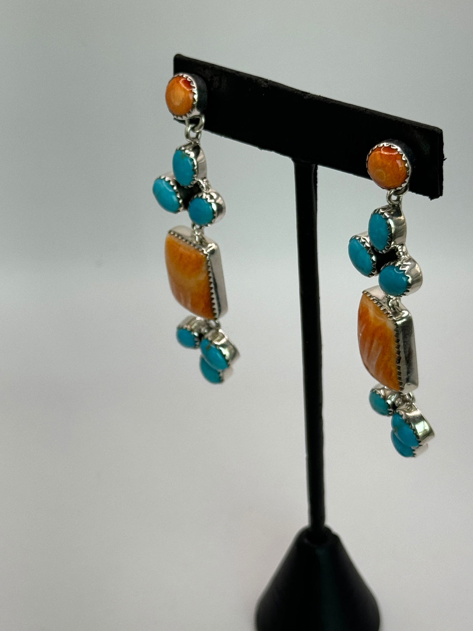 Navajo Spiny Oyster & Turquoise Post Earrings (1 of 4)