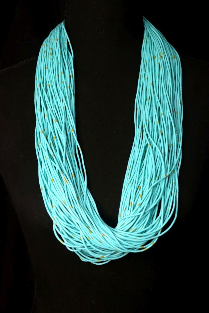 Kingman Turquoise Heishi 100 Strand Necklace (1 of 5)
