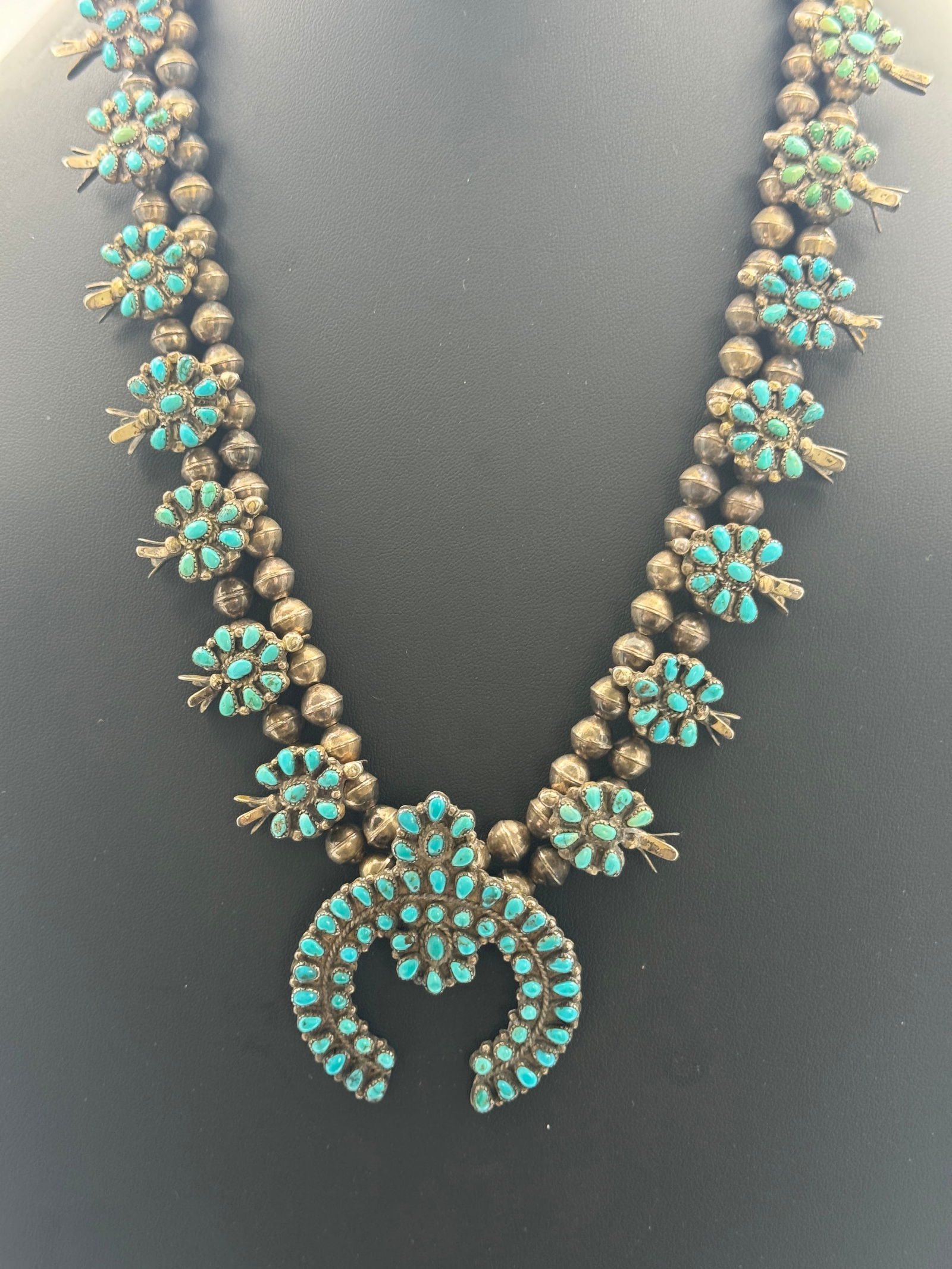 Vintage Circa 1930's Zuni Squash Blossom Necklace. (1 of 5)