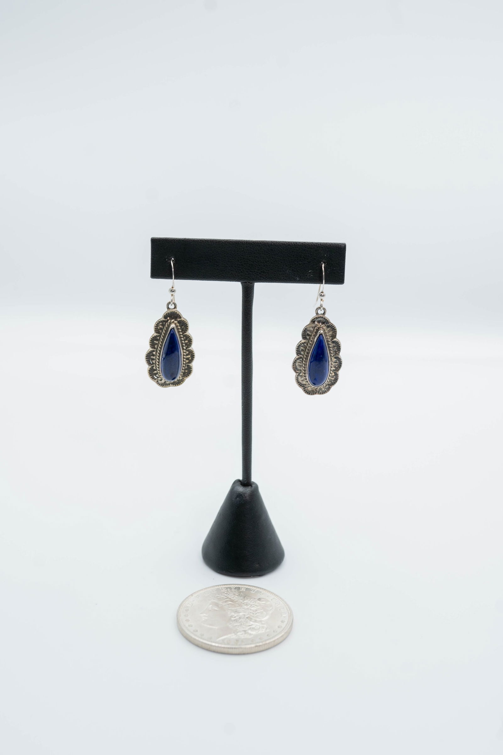 Navajo Kevin Ramone Sterling Silver Lapis Earrings (1 of 4)