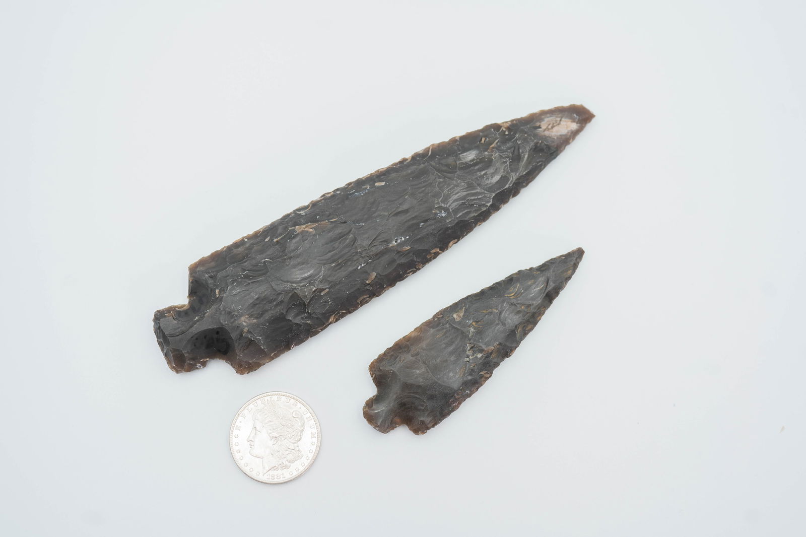 Flint Spear Points 9" & 5" Artifacts (1 of 7)