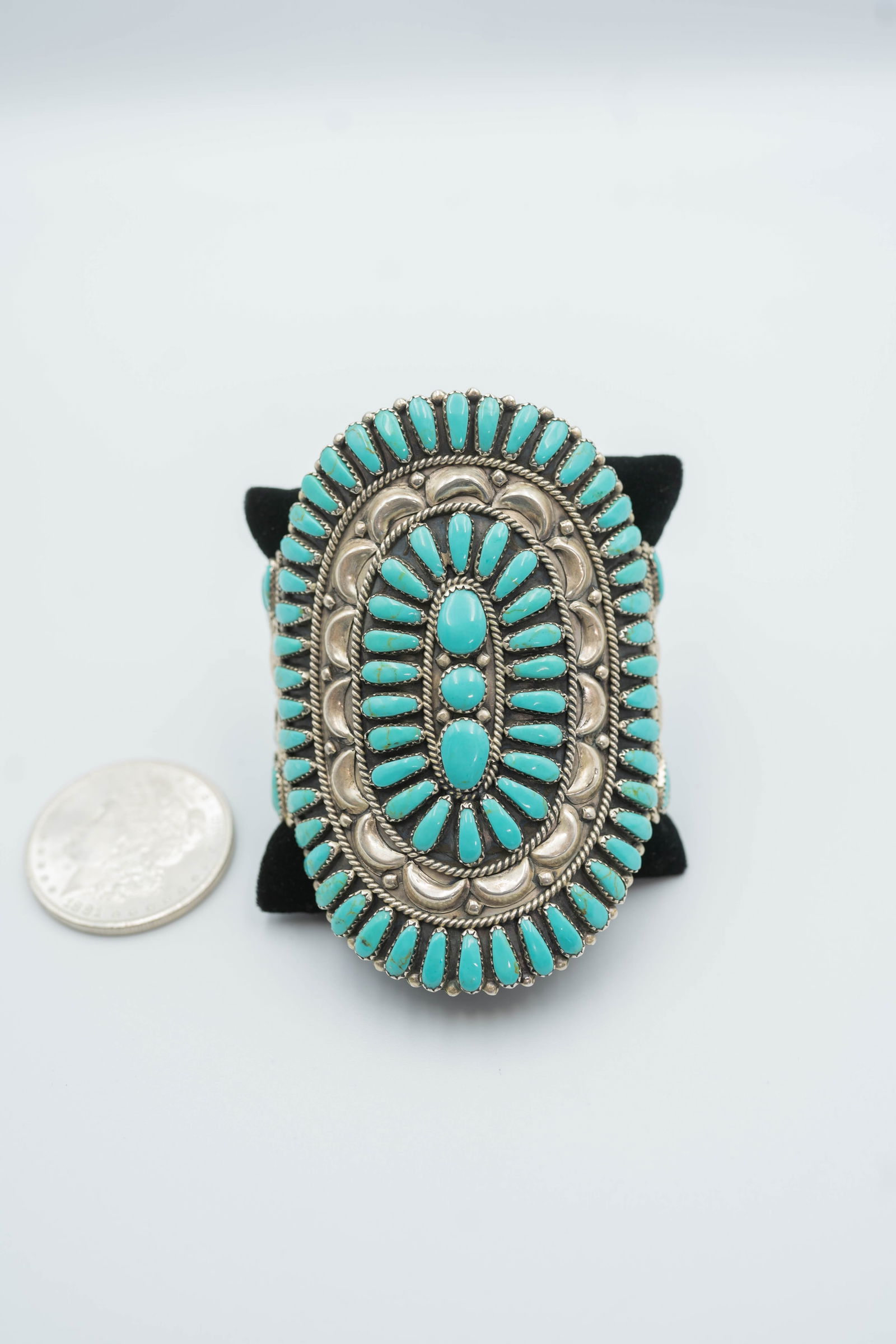 Navajo Petit Point Turquoise Large Cuff Bracelet (1 of 6)