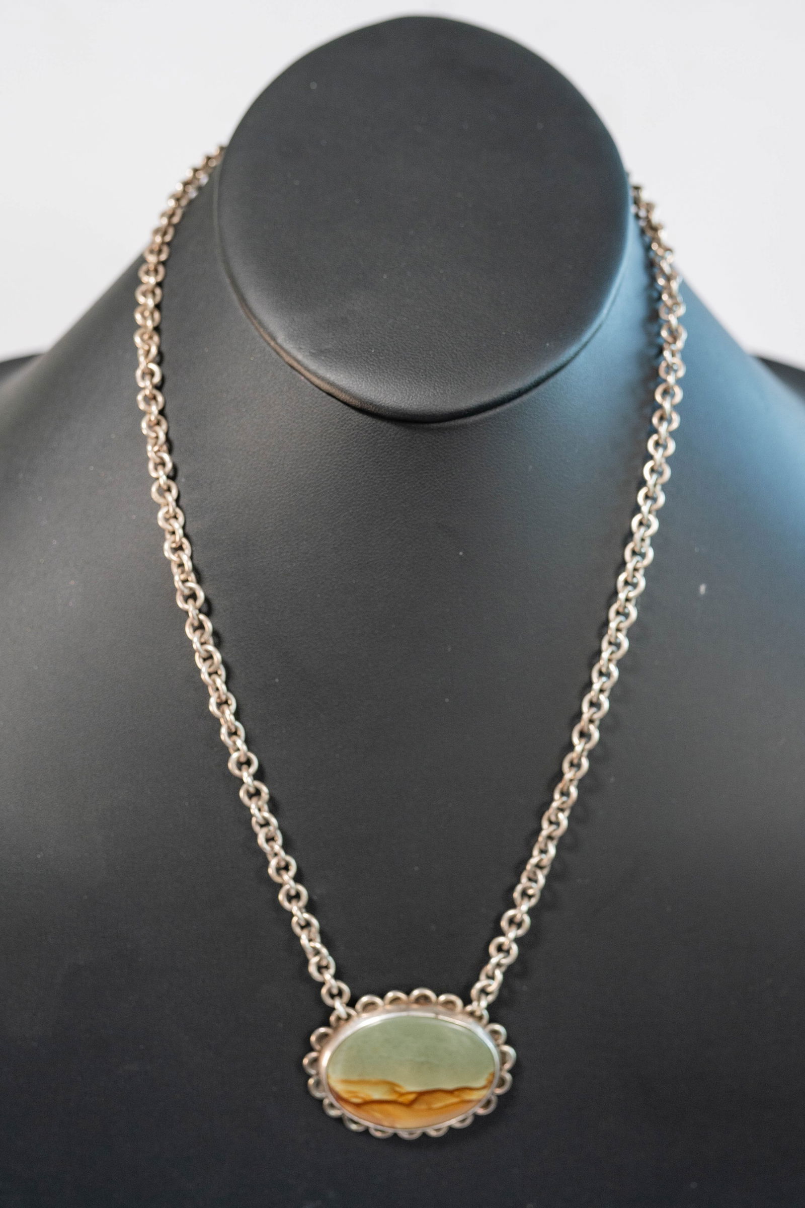 Vintage Cir 1977 Picture Jasper Pendant Necklace (1 of 5)