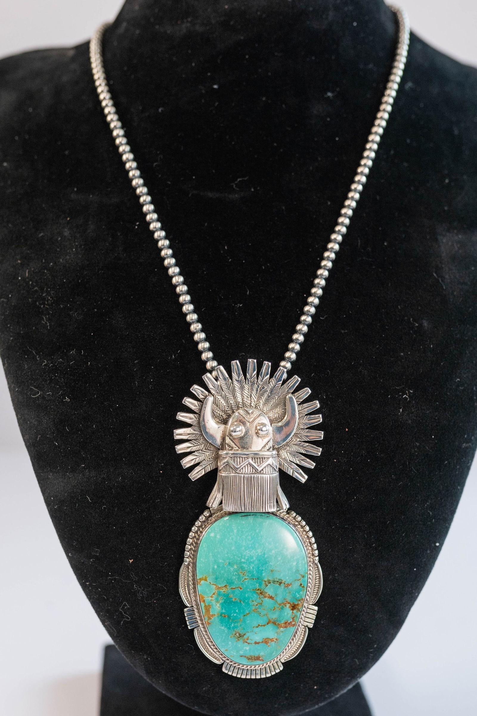 Intricately Detailed Pendant Turquoise Necklace (1 of 6)