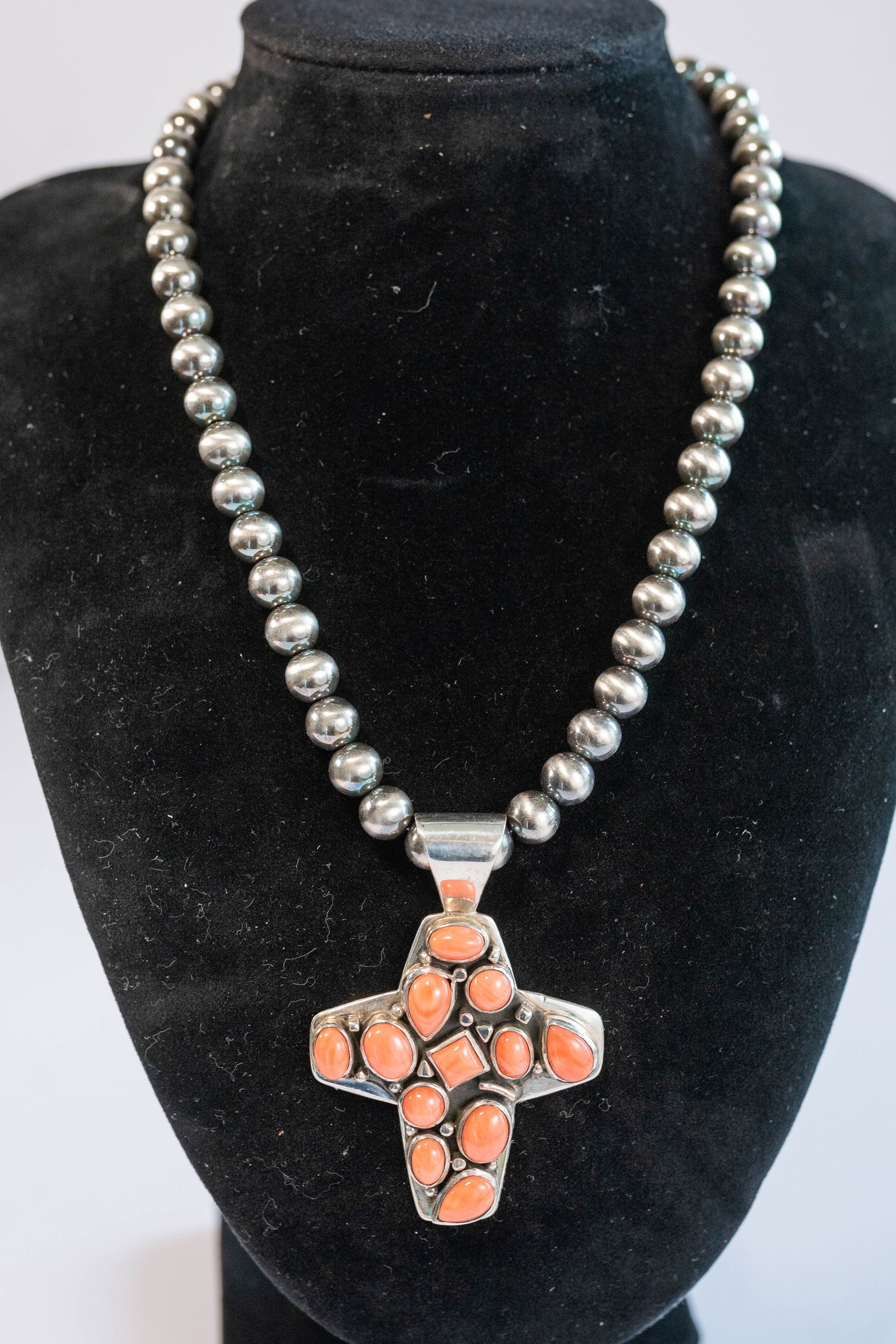 Vintage Rare Pink Coral Pendant Necklace (1 of 6)